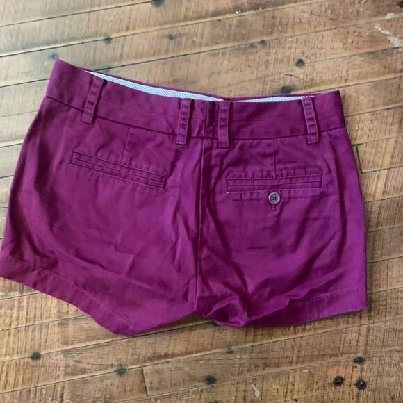 J Crew flat front perfect chino maroon 00 preppy shorts - Picture 2 of 3